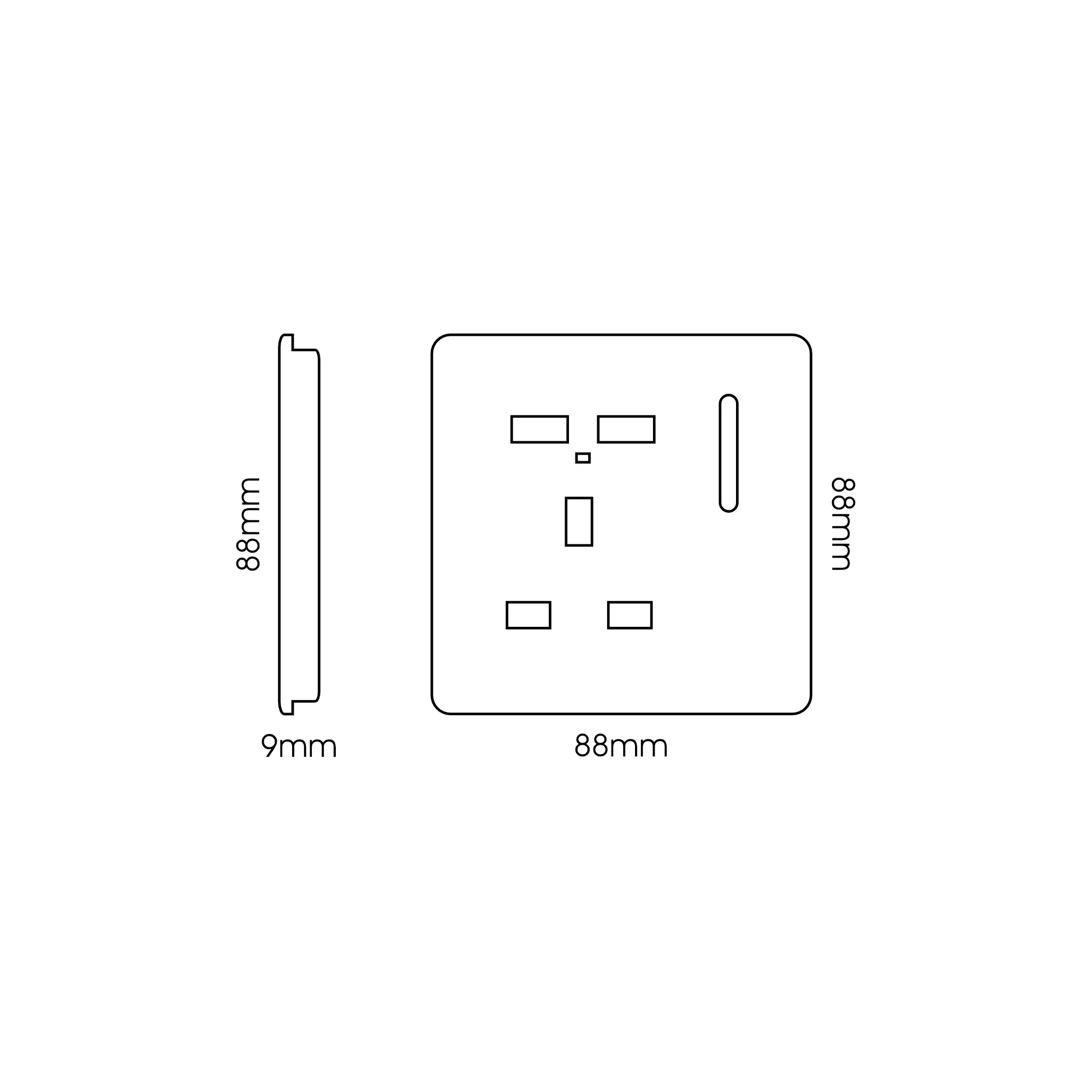 1 Gang Switched Single Socket 13A With 2 x USB-A 10W (Shared) With Neon Insert Orange ART-SKT13USBOR  Trendi Orange